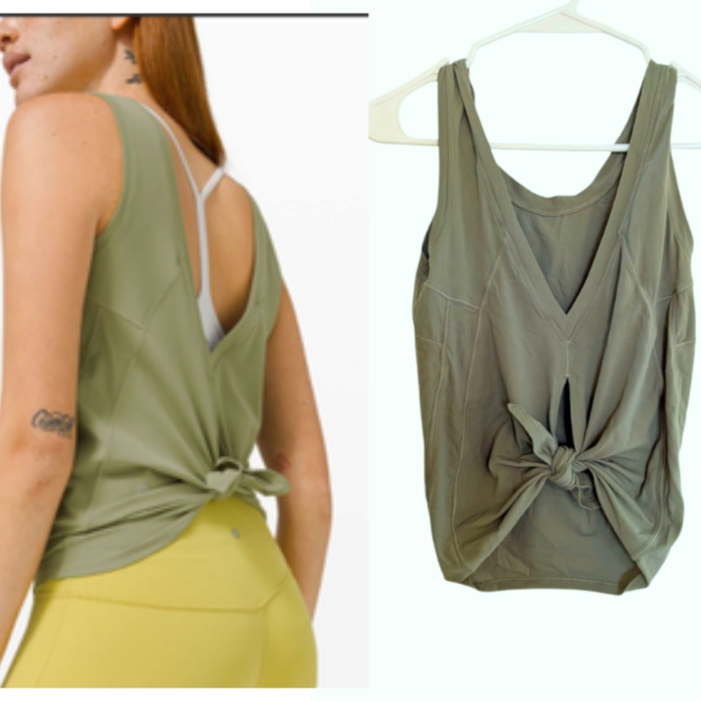 Lululemon Nulu Fold Classic Fit Yoga Tank Top  Rosemary Green